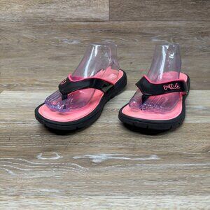 Fila  Memory Foam Black/Pink Thong Sandals Women's Size 9.5